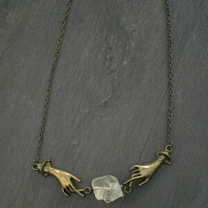 Elegant Gold Handcrafted Necklace with Crystal Accent